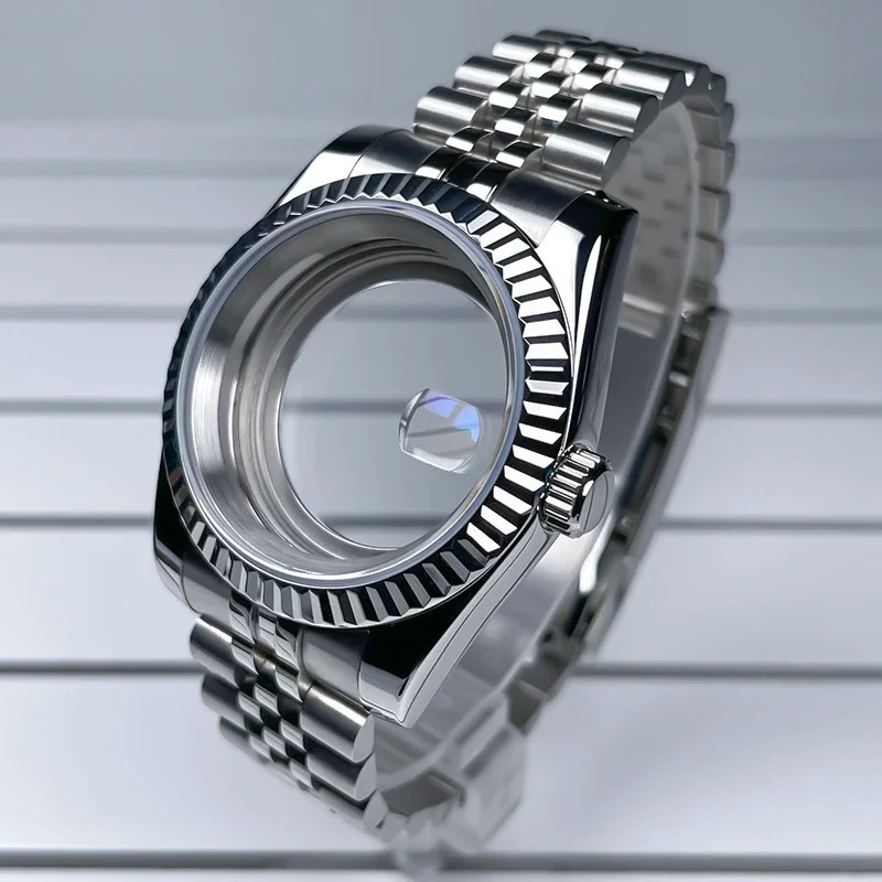 36mm 39mm NH35 Watch Case Fluted Bezel Sapphire Glass Fit NH35 NH36 Movement