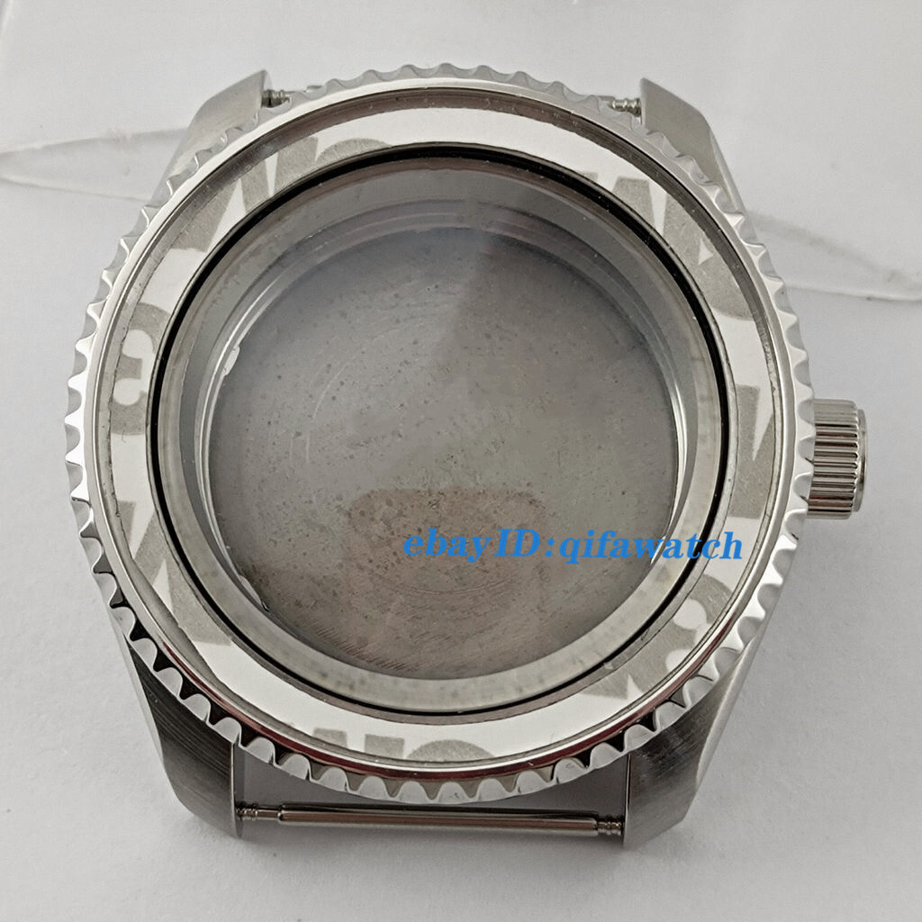 42mm Silver Ceramic Bezel Double Dome Sapphire Watch Case NH35 NH36 movement