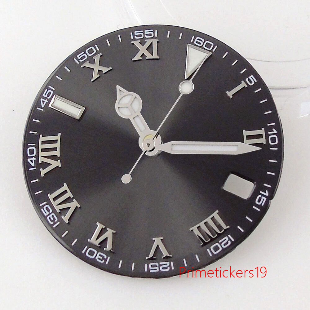 29mm Grey Sunburst Watch Dial Date Window Silver/Golden/Rose Golden Marks Hands