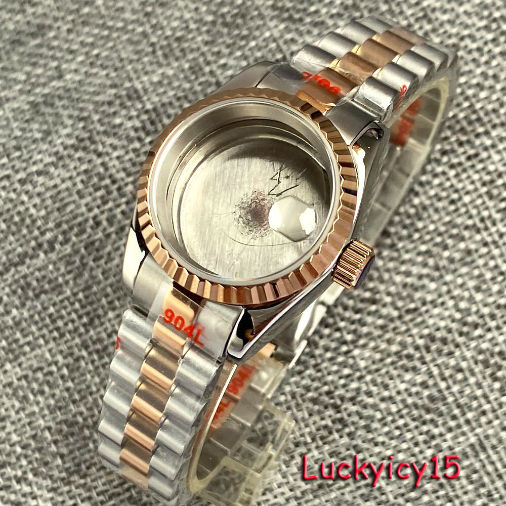 Fit NH05 NH06 26mm Small Watch Case Lady Rose Gold Plated Two Tone Coin Bezel