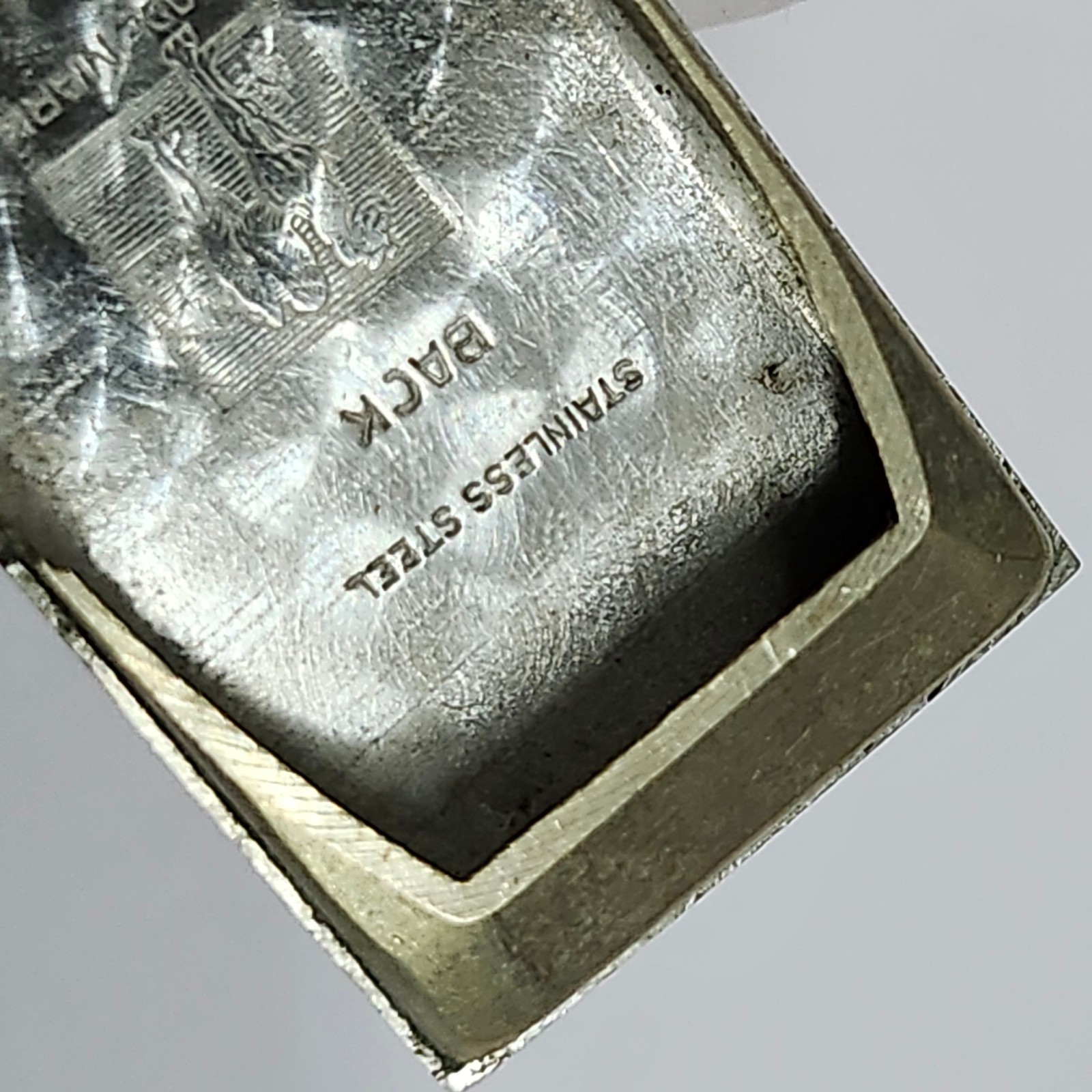 15-Jewel Rectangular Watch Movement & Stainless Steel Back Case — Parts / Repair