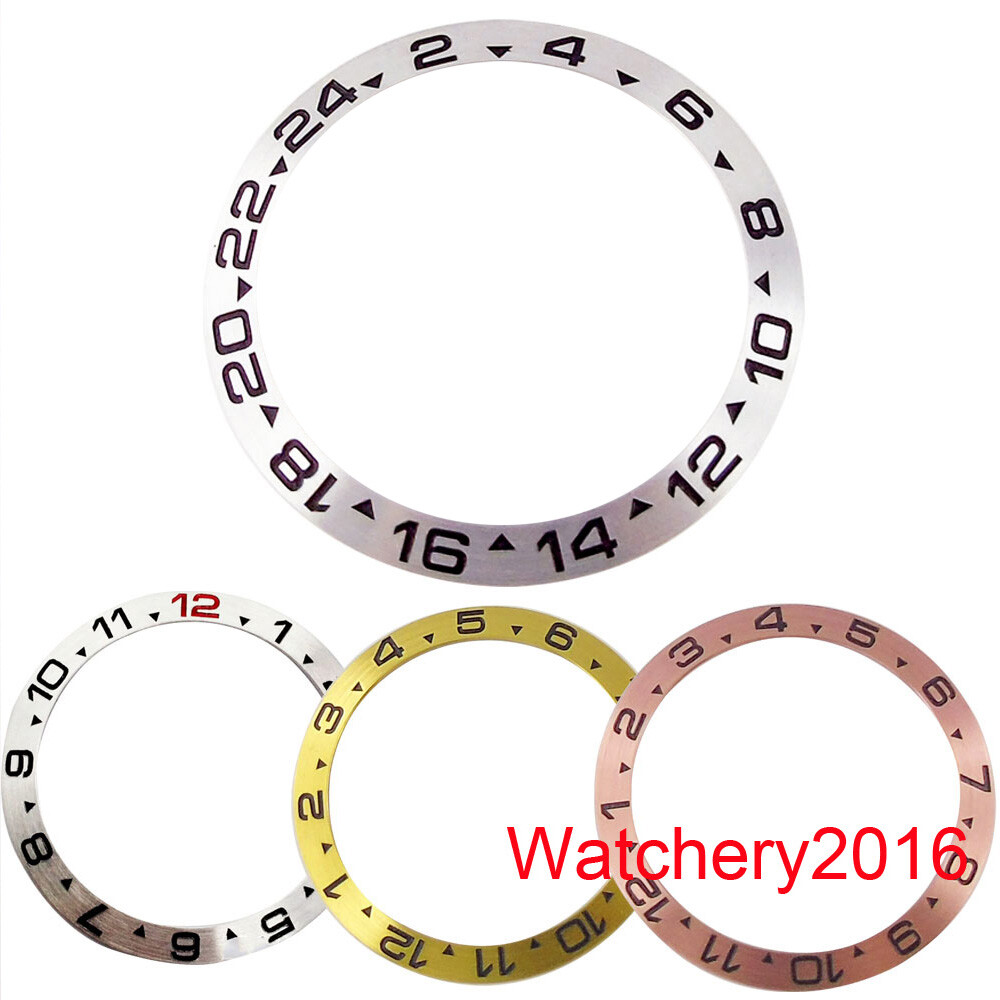 New 38mm Silver Rose Gold Slope Steel Metal Watch Bezel Insert fit 40mm watches