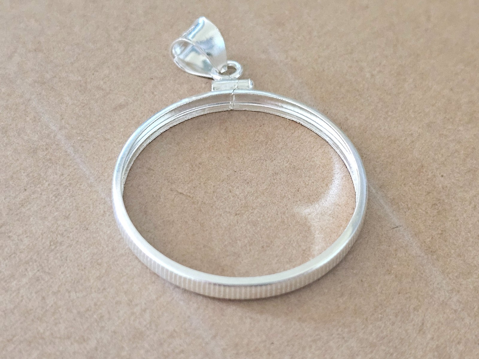 925 Sterling Silver Screw Top Simple Bezel for 30mm Half Dollar 50 Cents Coins