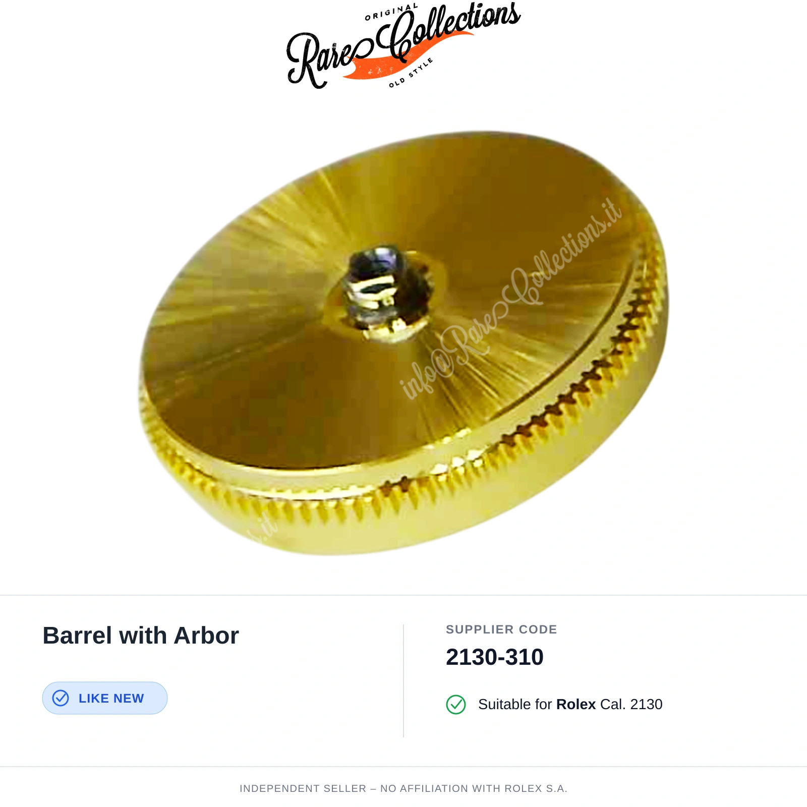 Barrel with Arbor for Rolex (cod. 2130-310) — Excellent Condition