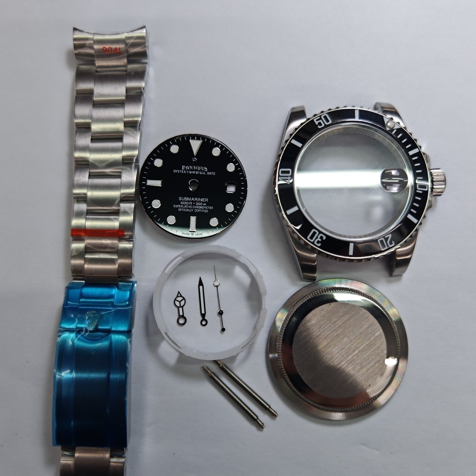 DIY Watch Part Kit for Submariner 2836 8215 41mm Case+Dial+Hands+Steel Strap