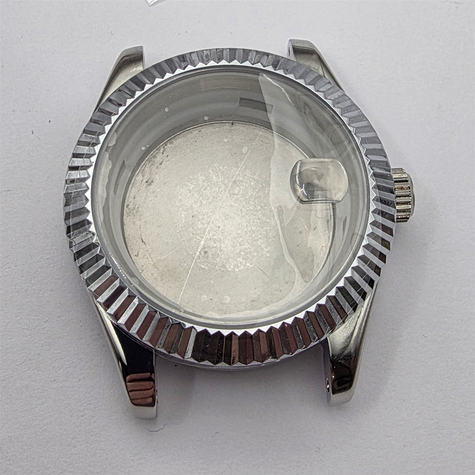 NEW AF SEIKO LEX DATE JUST SILVER DIAL SS KIT BEZEL GLASS STRAP DIAL CROWN CASE