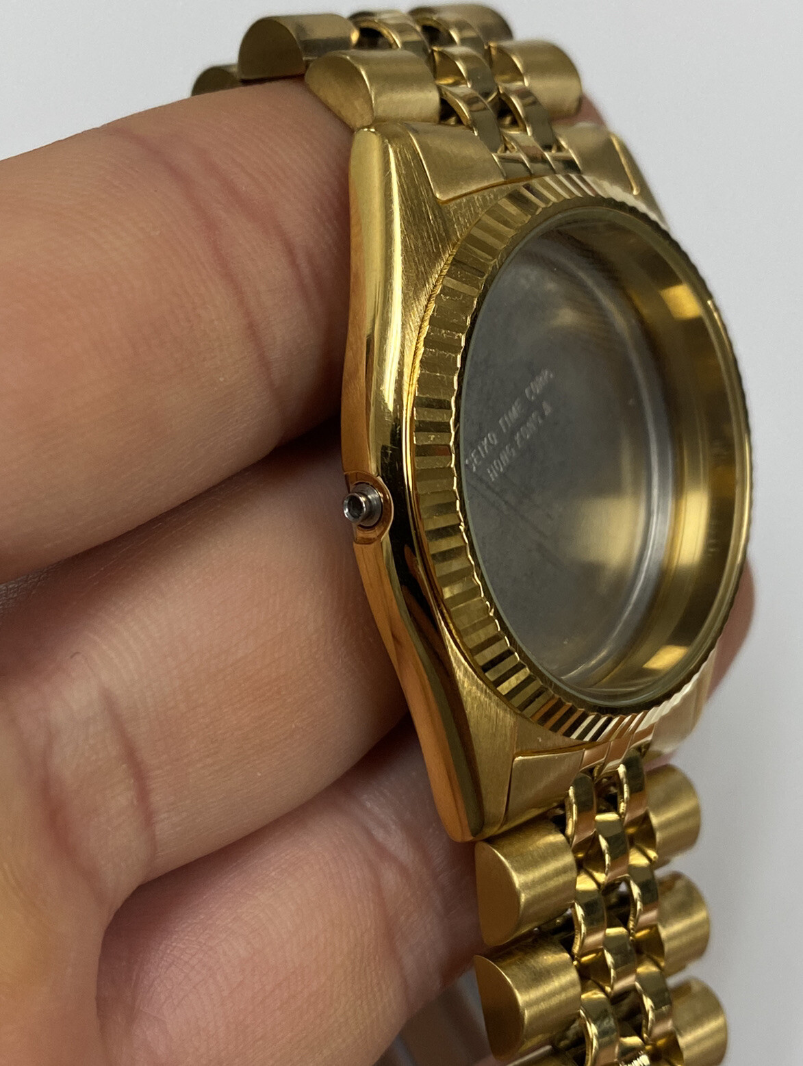 Original Seiko 7N43-8111/8119 Gold Tone Quartz Watch Case w/ Bracelet