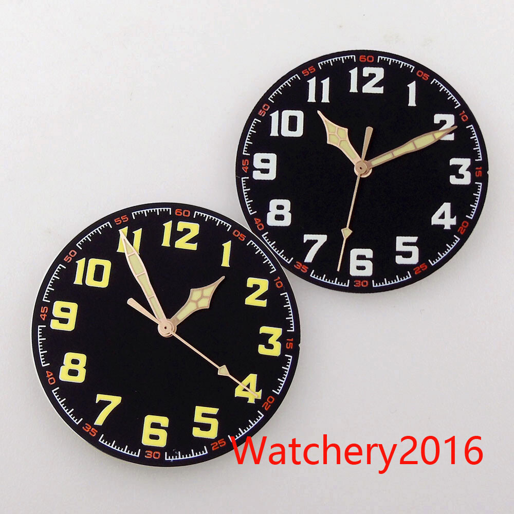 40.4mm Watch Dial Hand Green Luminous Fit NH35 ETA 2824 movement Rose Gold Edge