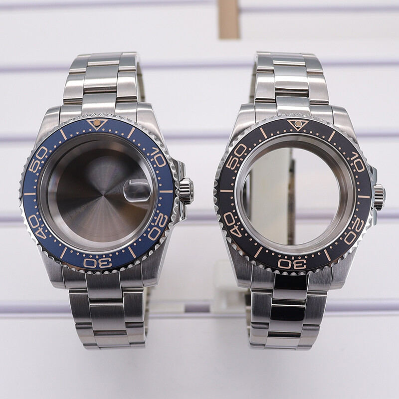 40mm Diver watch case+oyster strap Sapphire Glass For Seiko Nh35 Eta2824Movement