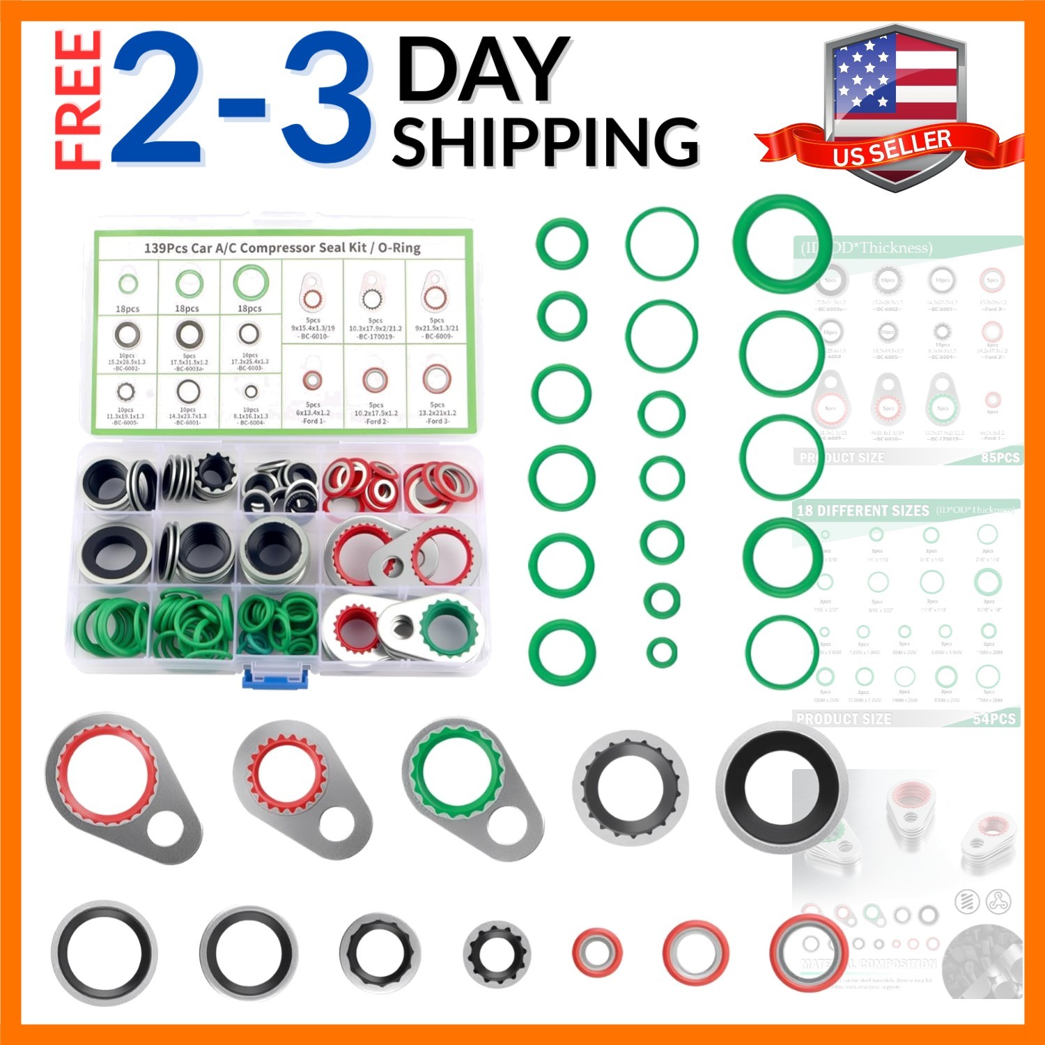 139PCS Professional ,30 Sizes Includes 54 Rubber O-Ring Assortment Kit with 8…