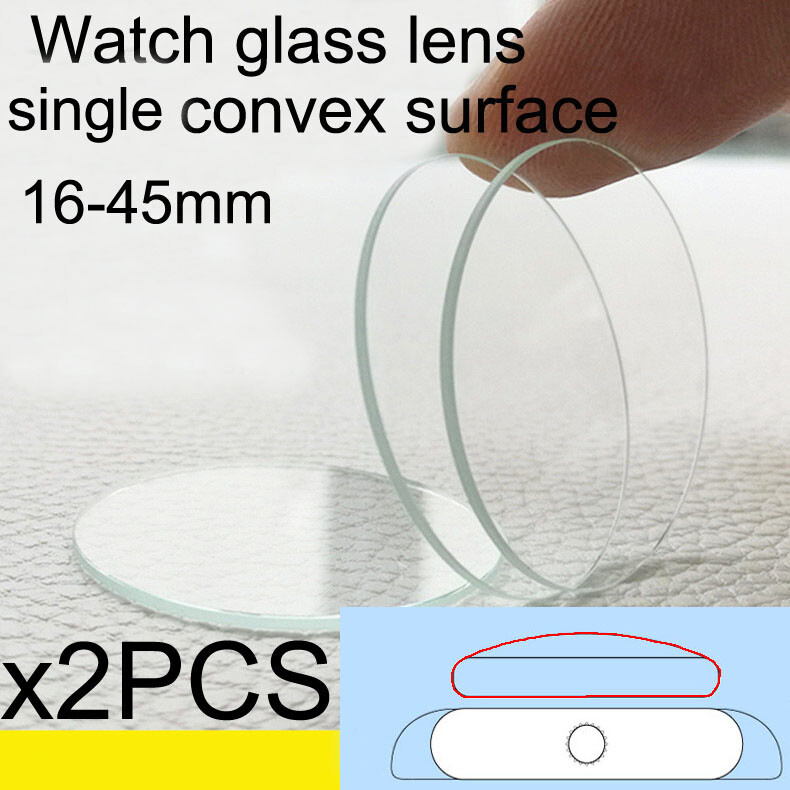 2x Single Dome Convex Watch Glass Clear Dial Lens Mirror Watch Crystal 16mm-45mm