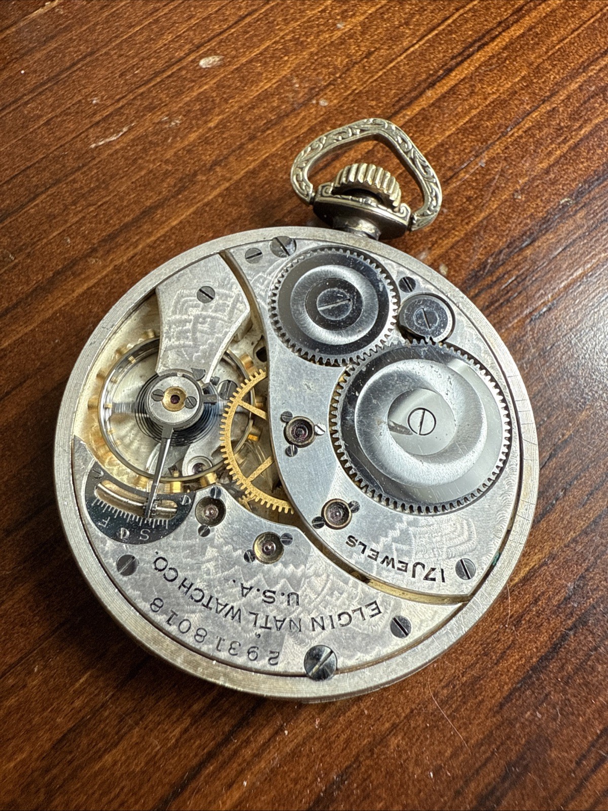 Elgin Grade 345 17 Jewels 12s 1927 Running Movement