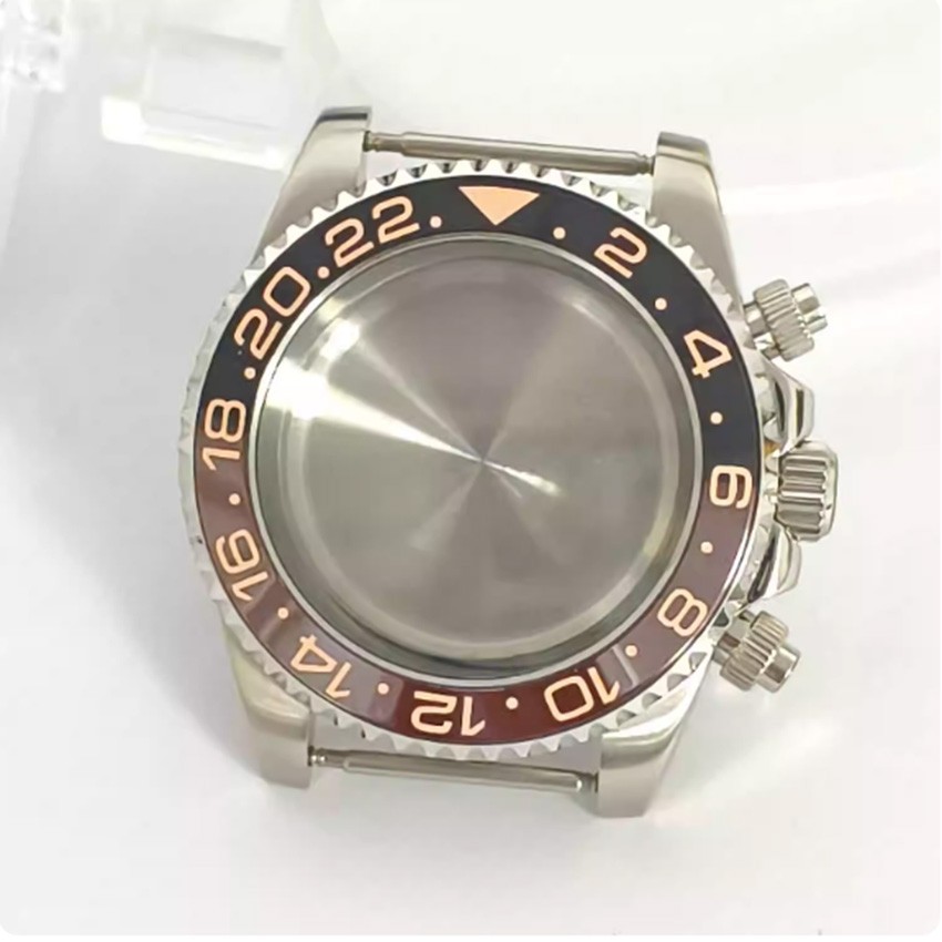 40MM Watch Case with Flat Sapphire Crystal Ceramic Bezel for VK63 Movement