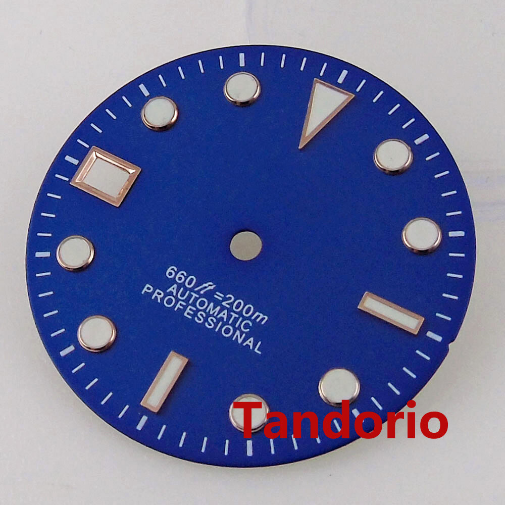 29mm BLIGER black Luminous Watch Dial Face For NH35 NH36 MIYOTA 8215 821A