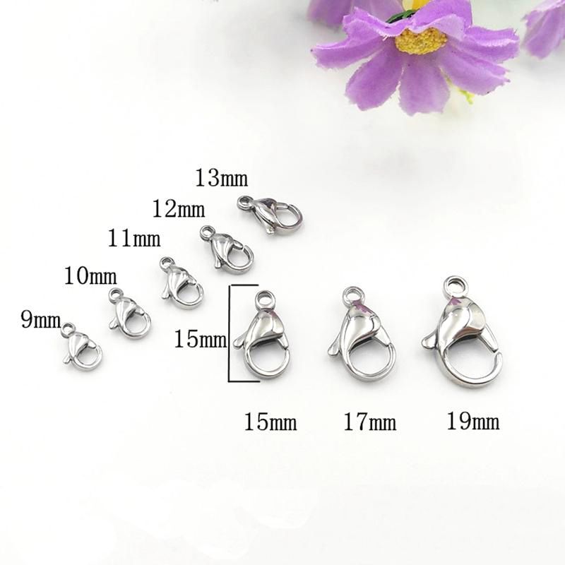 9－19MM Stainless Steel Lobster Clasp pkg. of 10 & 20 Jump Ring / 316L S.steel