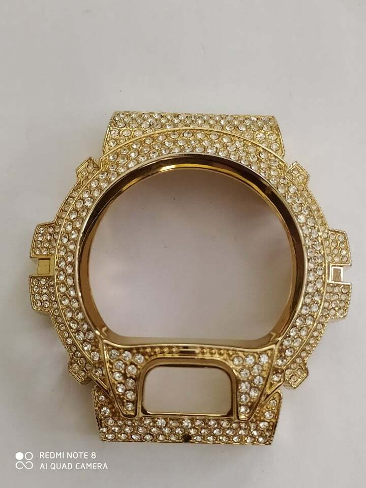 Yellow Gold Diamond Casio G-Shock DW6900 Watch Bezel –