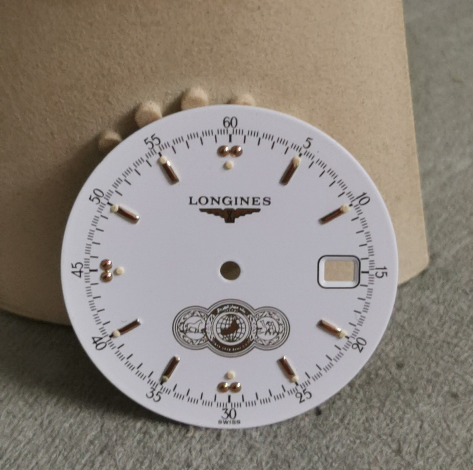Longines Rare Original White Dial Uae Oman Bank Logo Golden Index Swiss 29 Mm