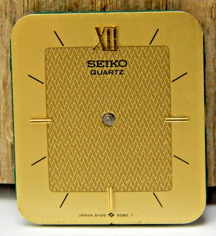 Ventage Seiko Quartz 5Y00A Art deco men’s wrist watch movement w/ gold tone dial