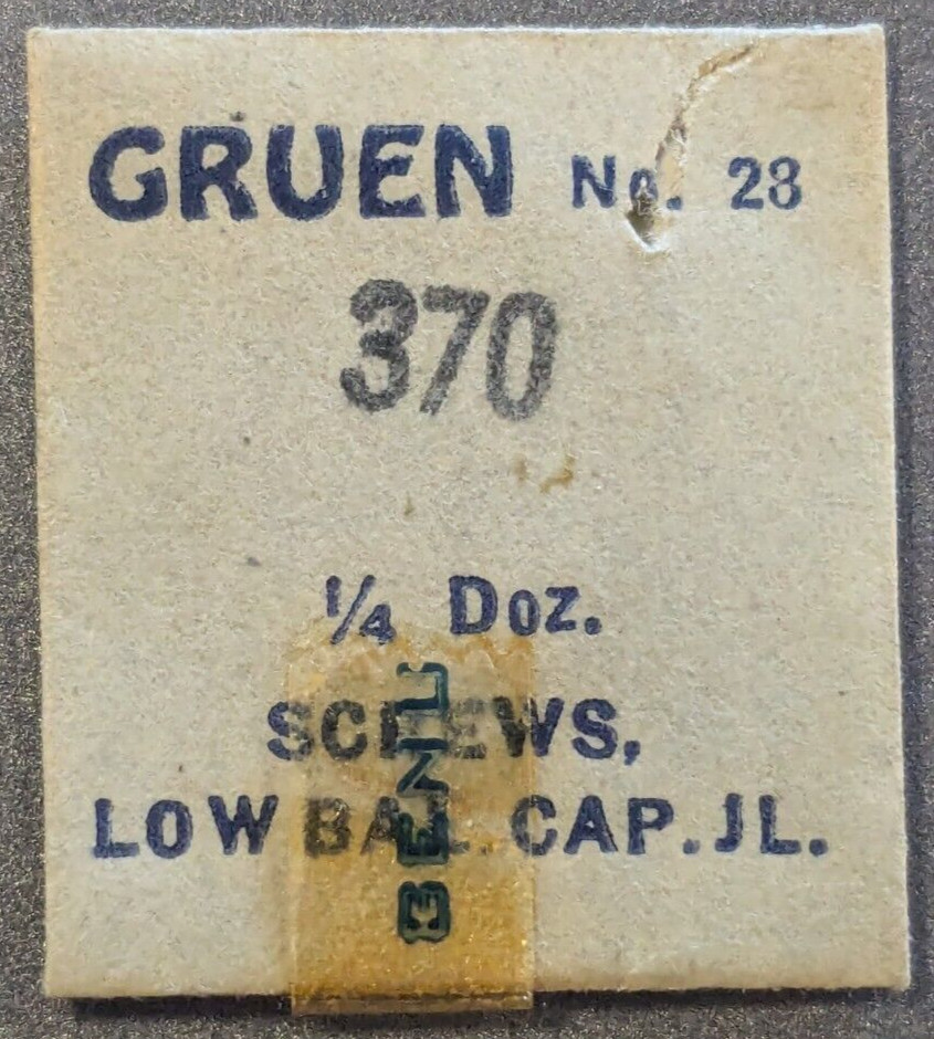 Pack of 3 NOS Gruen Cal. 370 Watch Lower Balance Cap Jewel Screws Part# 28