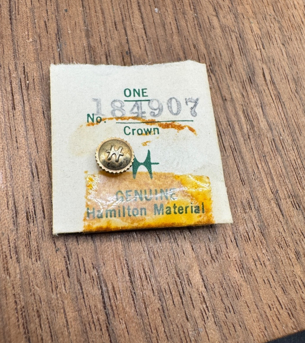 Vintage NOS Hamilton Wrist Watch Crown Part 184907 tap 10 signed