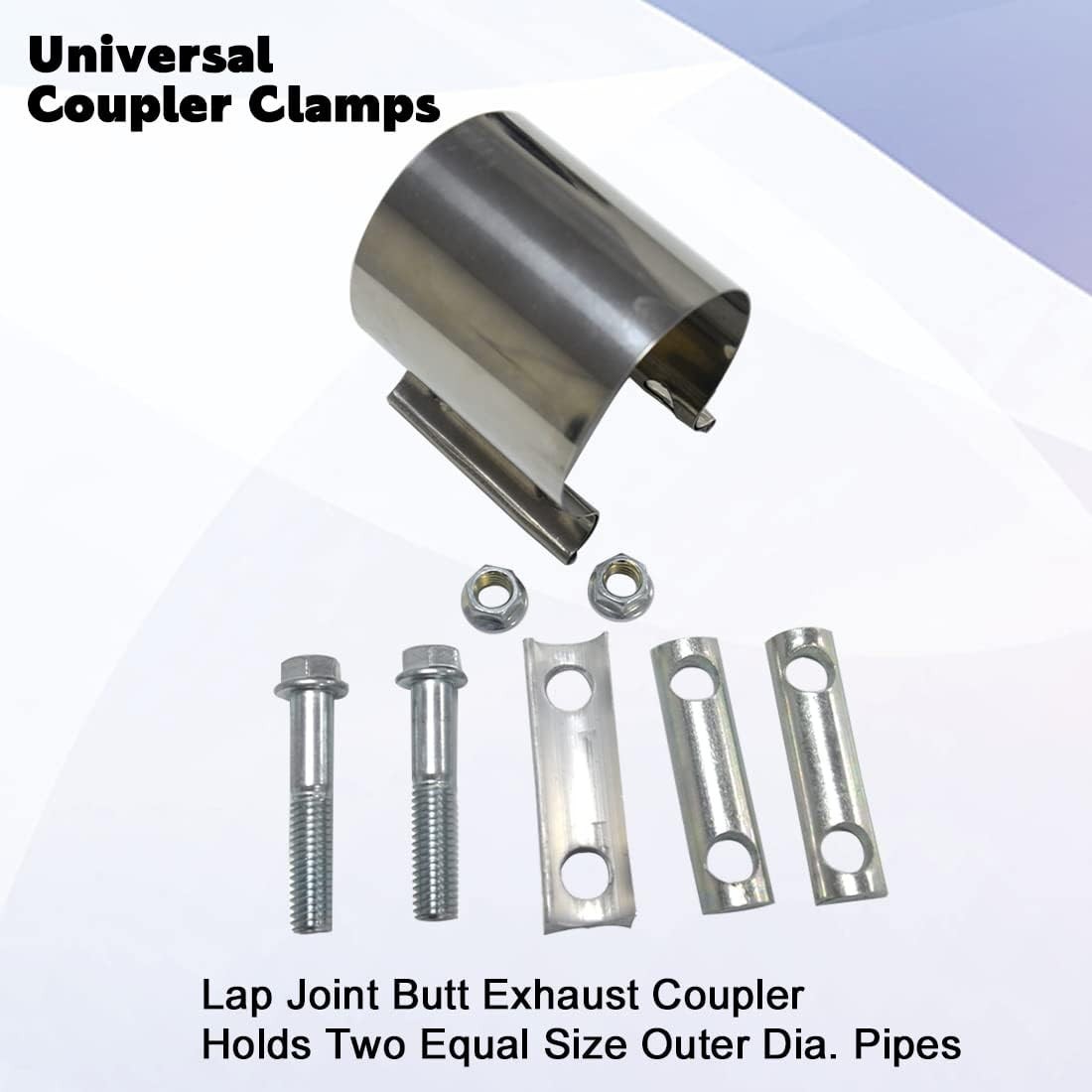 ID 2-1/2 Inch Lap Joint Butt Exhaust Clamp Stainless 63mm Exhaust Coupler Clamp