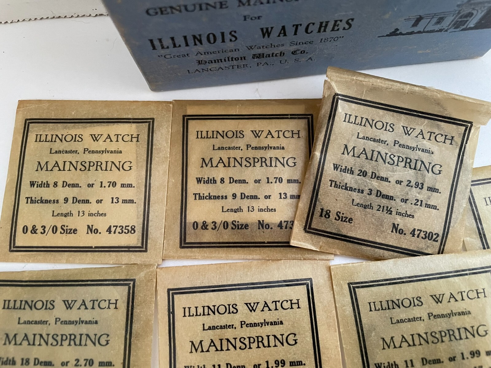 Collection of 11 Illinois Watch Mainsprings of various sizes