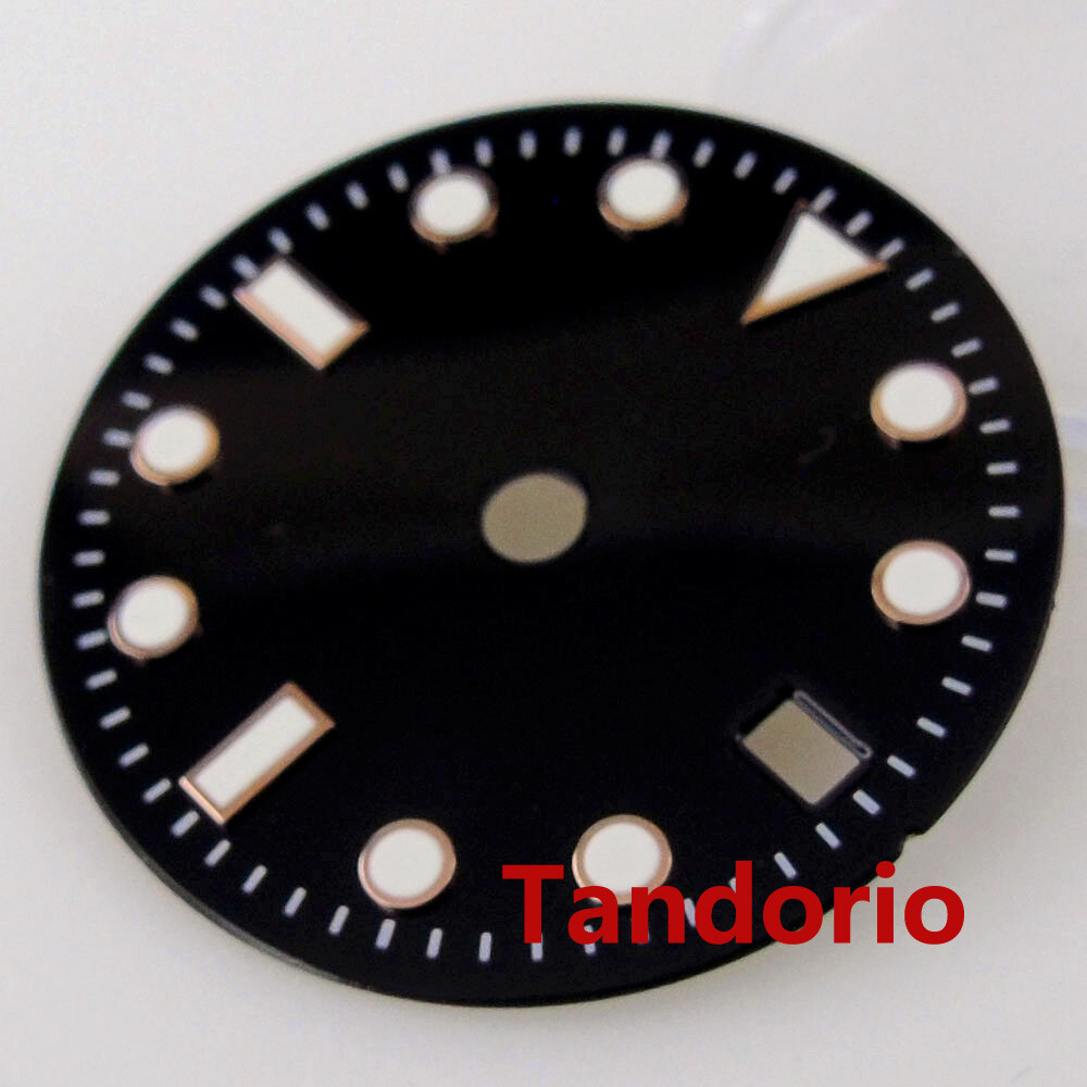 29mm Bliger Black Dial Face Fit NH34A NH34 GMT Automatic Movement Date Luminous