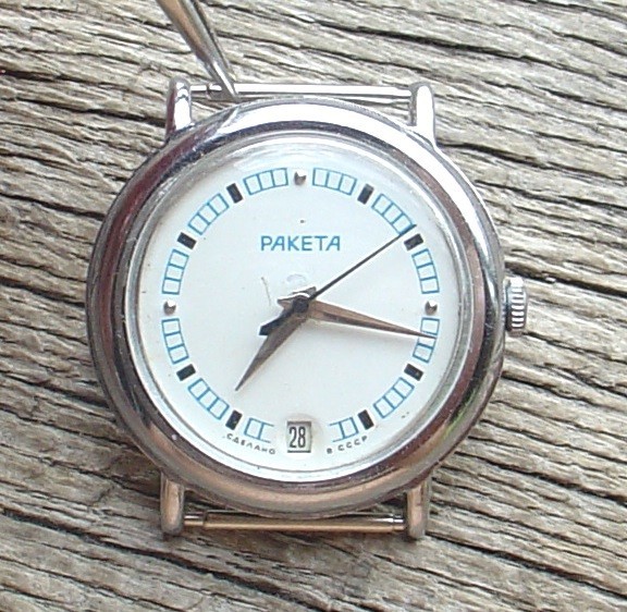 Raketa TV Soviet Russian watch USSR BLUE METALLIC DIAL SERVICED
