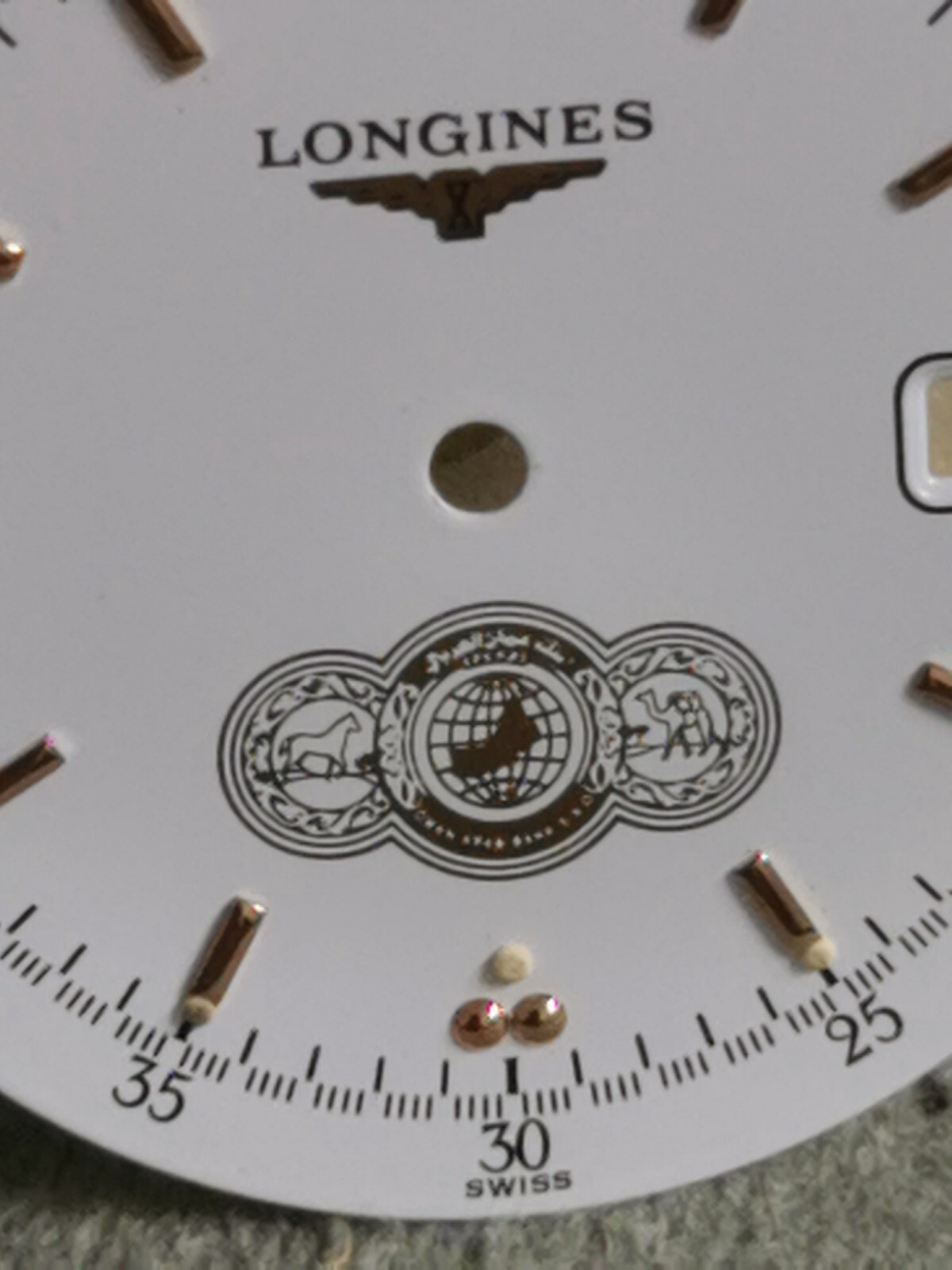 Longines Rare Original White Dial Uae Oman Bank Logo Golden Index Swiss 29 Mm
