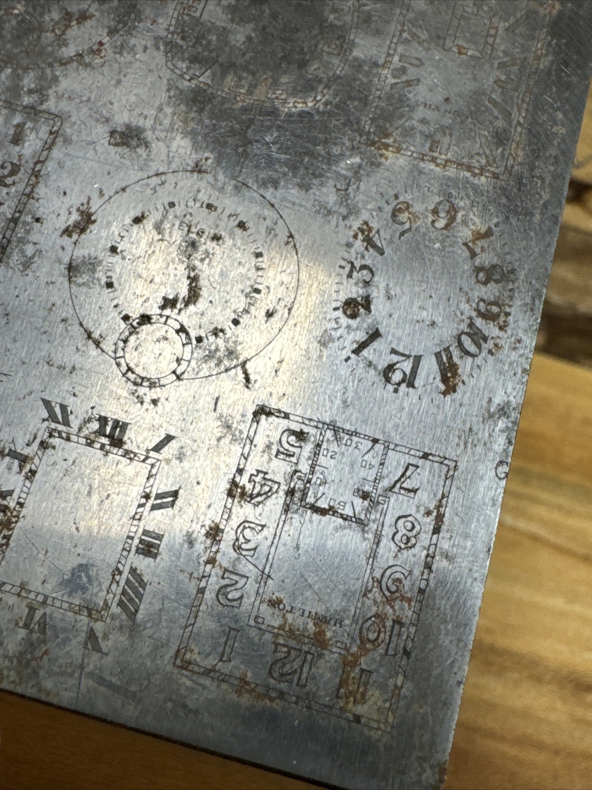 Vintage Multi Dial Printing Plate Elgin Illinois Hamilton T940