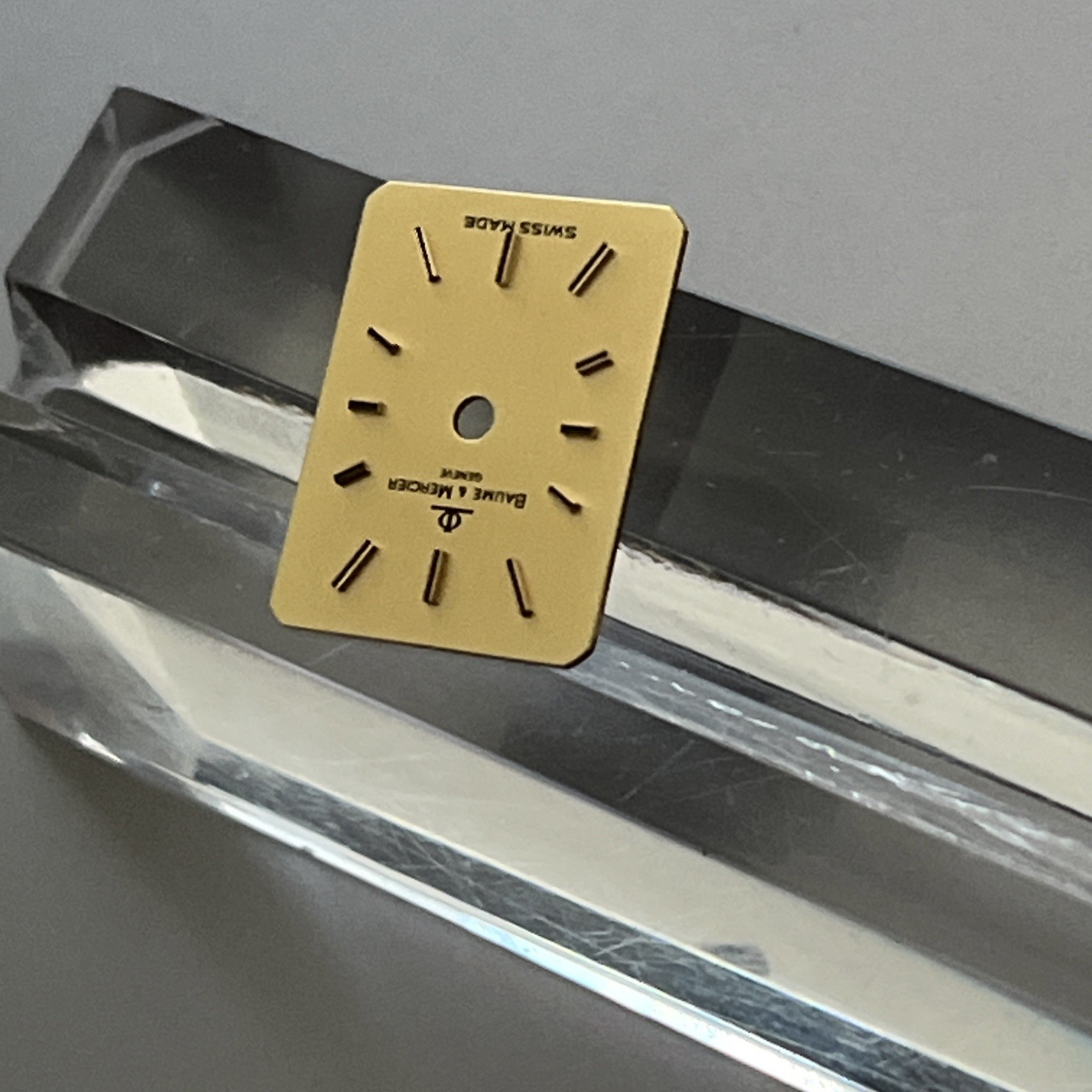 Baume Mercier Watch Dial Ref 1145 Gold Champagne Rectangle Stick 12.5 x 16 Hands