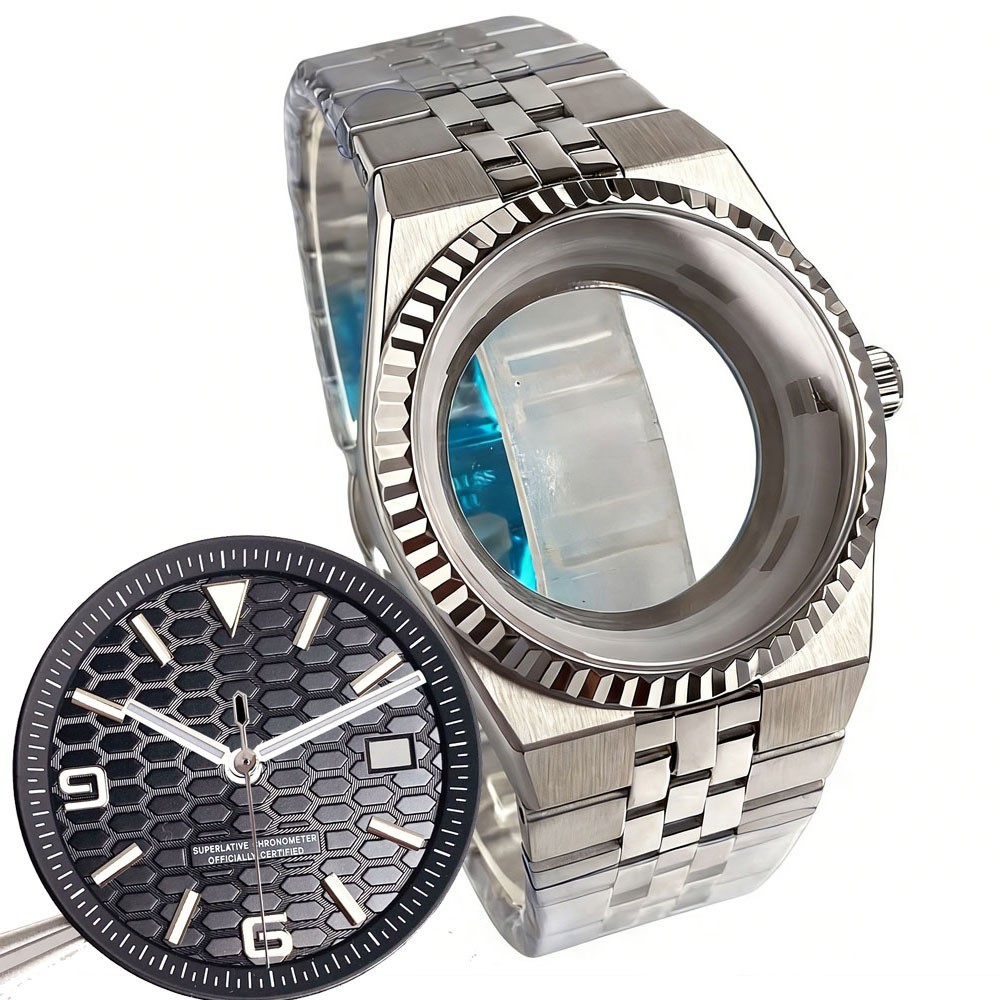 41MM Watch Case Sapphire Glass Fit Land Dweller Style NH35 NH36 (Case+dial+hand)