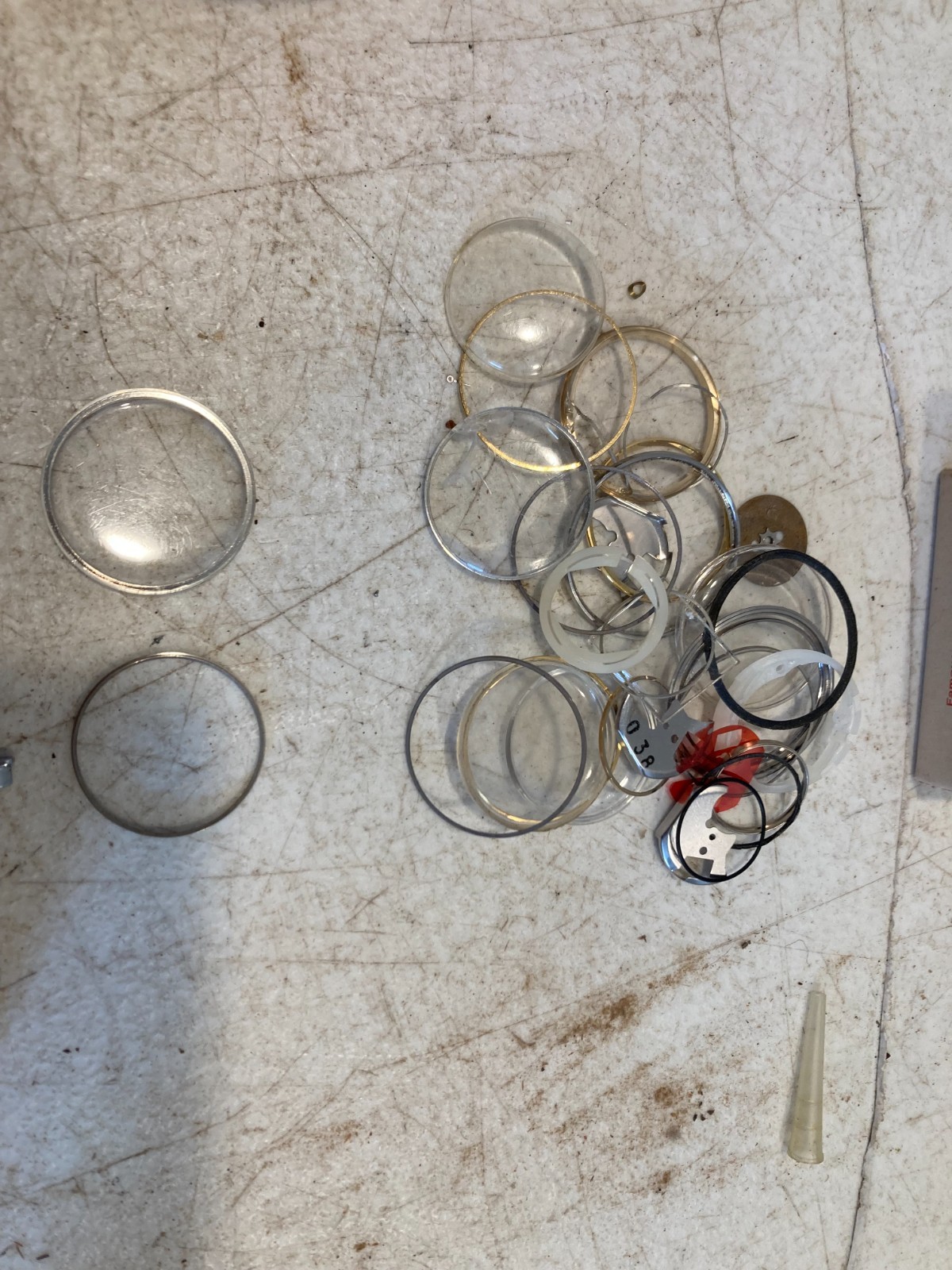 Large Vintage Watch Crystal Bezel & Retaining Ring Parts Lot Glass Acrylic