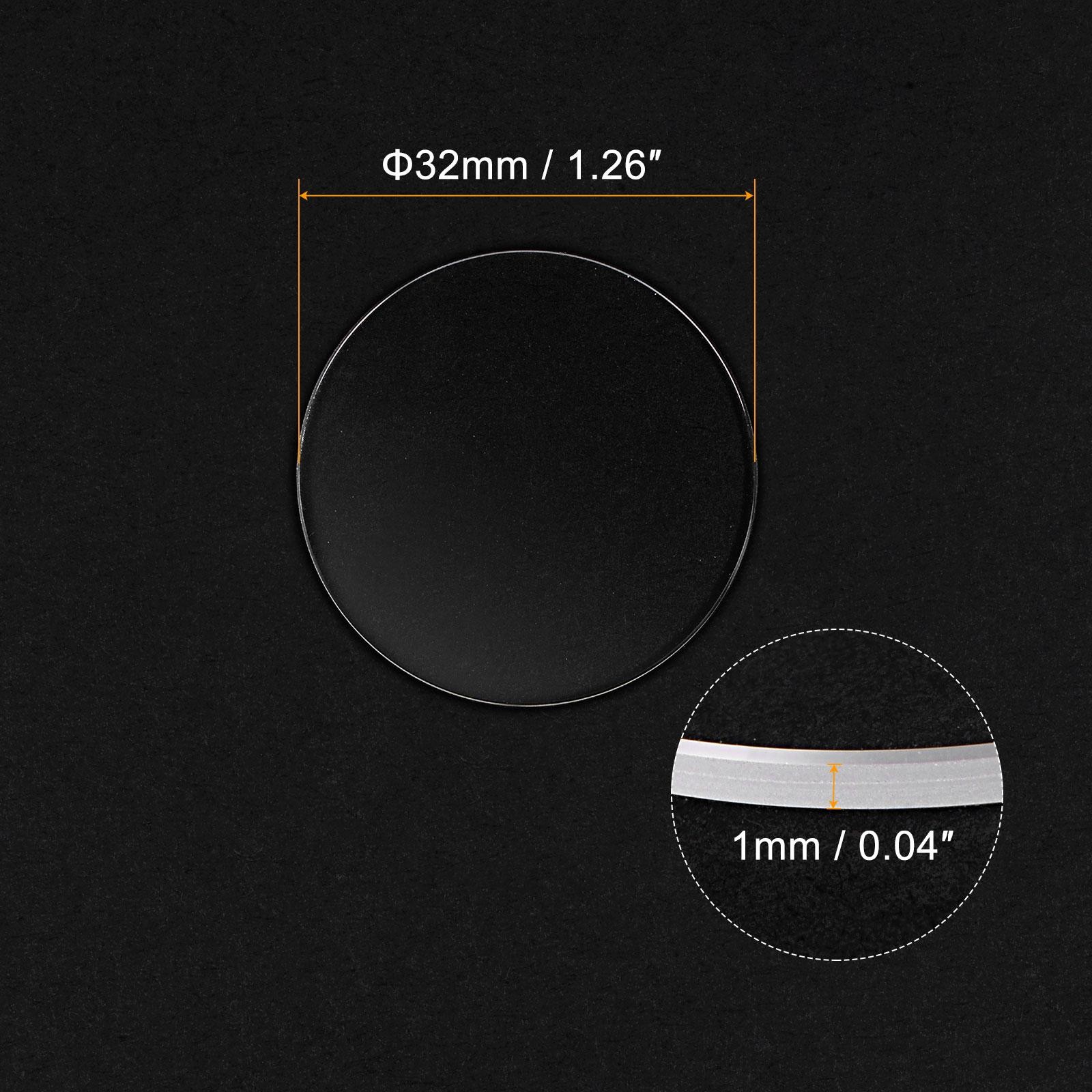 32mm Dia. Watch Glass Sapphire Crystal Lens, Round Flat 1mm Thickness Clear