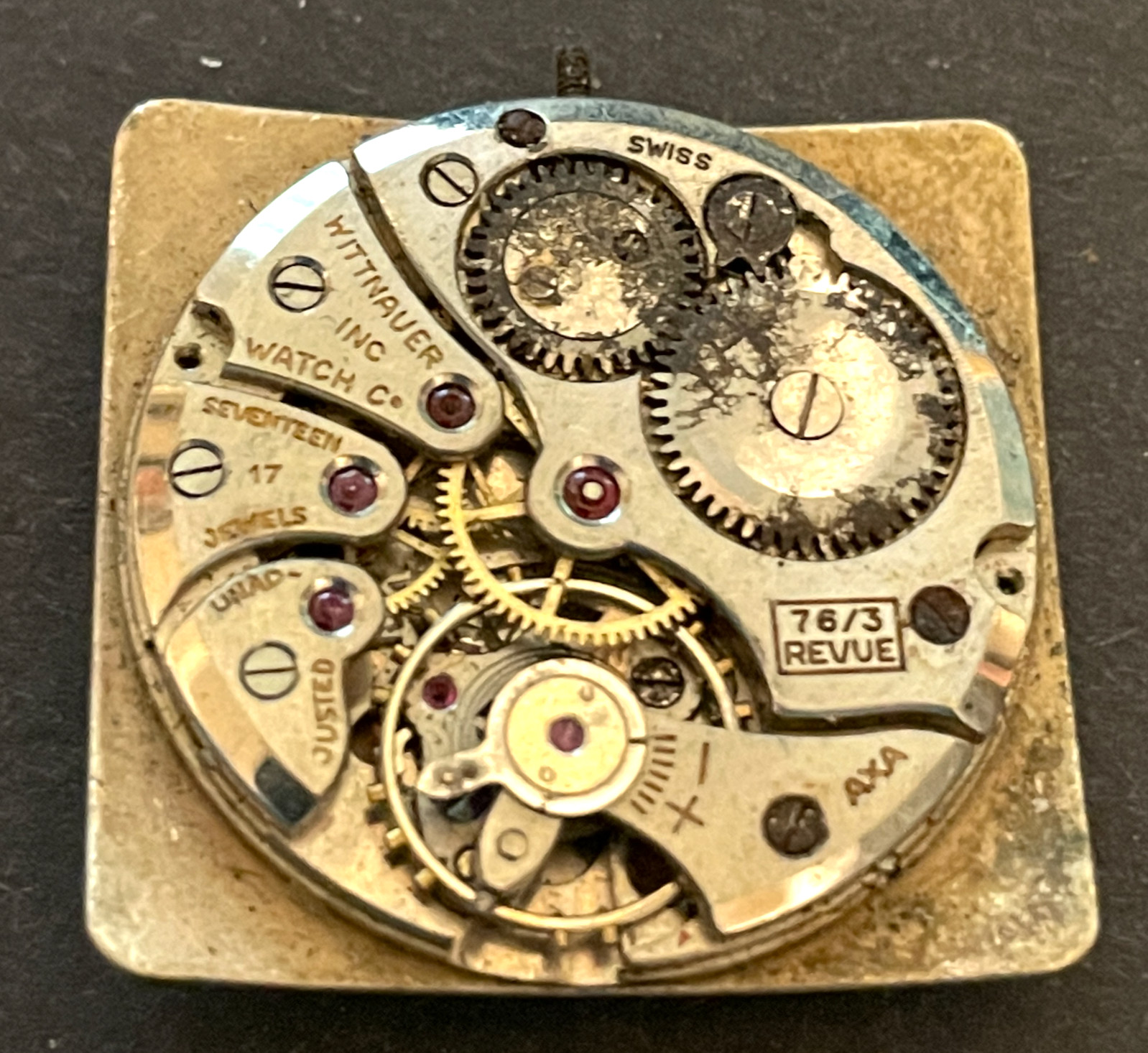 Vintage Wittnauer Cal 76/3 Revue Men’s Watch Movement Good Balance 17j Swiss