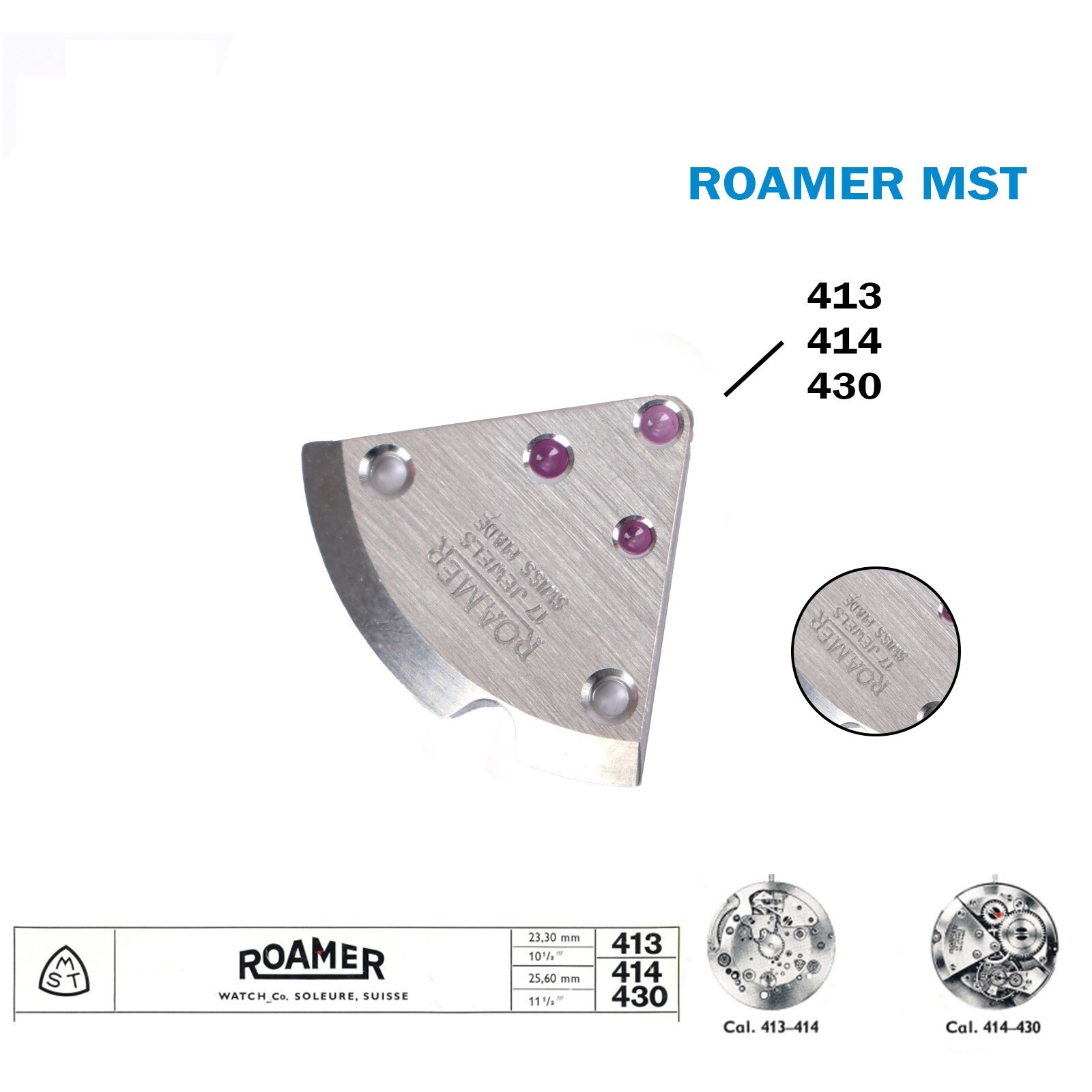 ROAMER MST Spare Part For Swiss Movement 413 or 414 or 430.