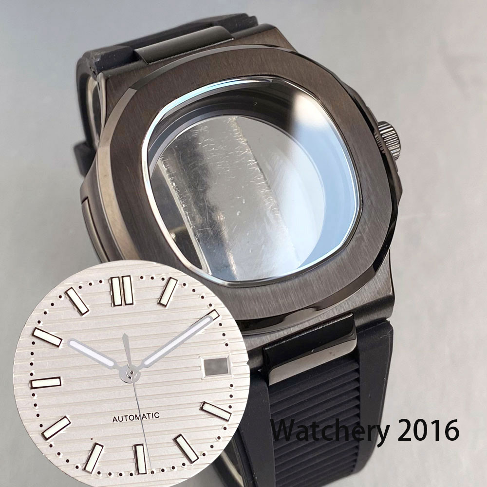 Sapphire Glass Black PVD 40mm Watch Case For NH35 Auto Movement Diver Case