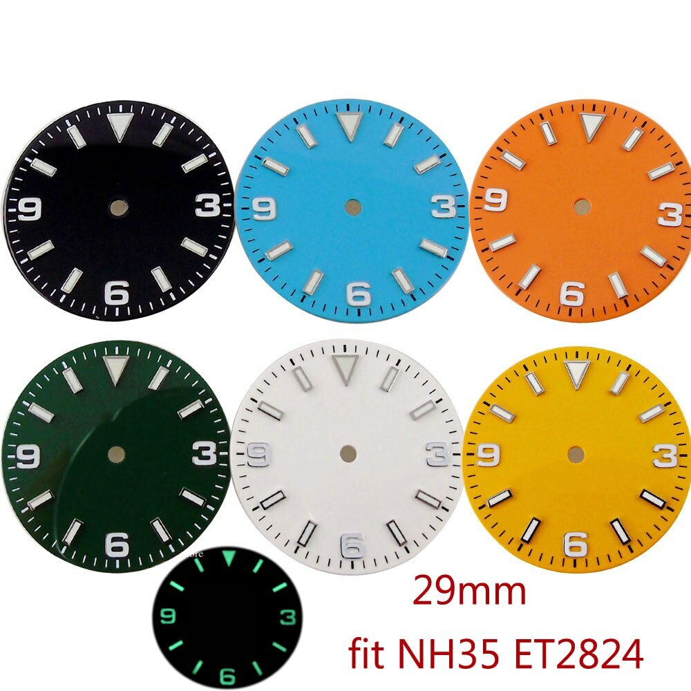 BLIGER 29MM Watch Dial fit NH35A NH36A PT5000 MIYOTA ETA 2824 Blue Yellow Black