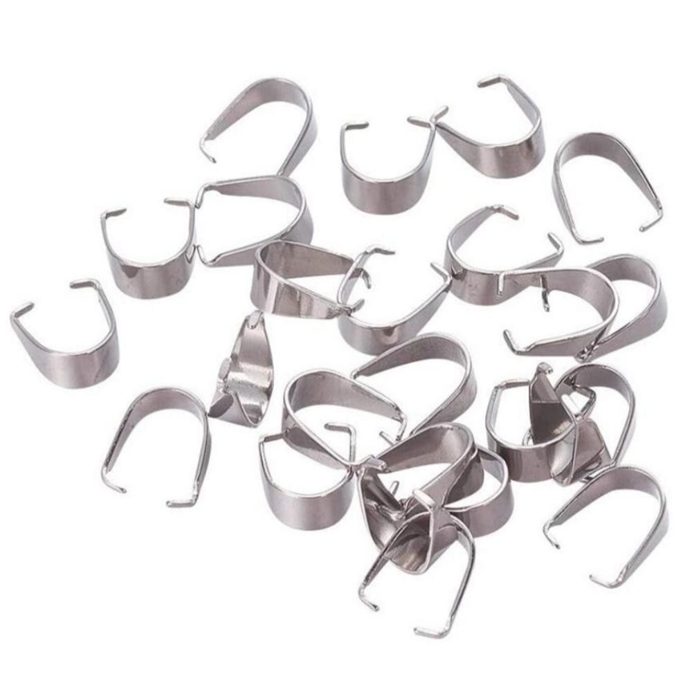 100pcs Stainless Steel Clip Pendant Clasp Melon Seed Buckle for Diy Charm Connec