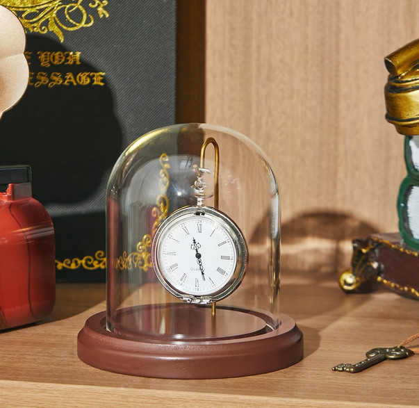 Beeveer 3″ x 4″ Watch Ornament Glass Dome Cloche Display w/ Hooks and Base NEW