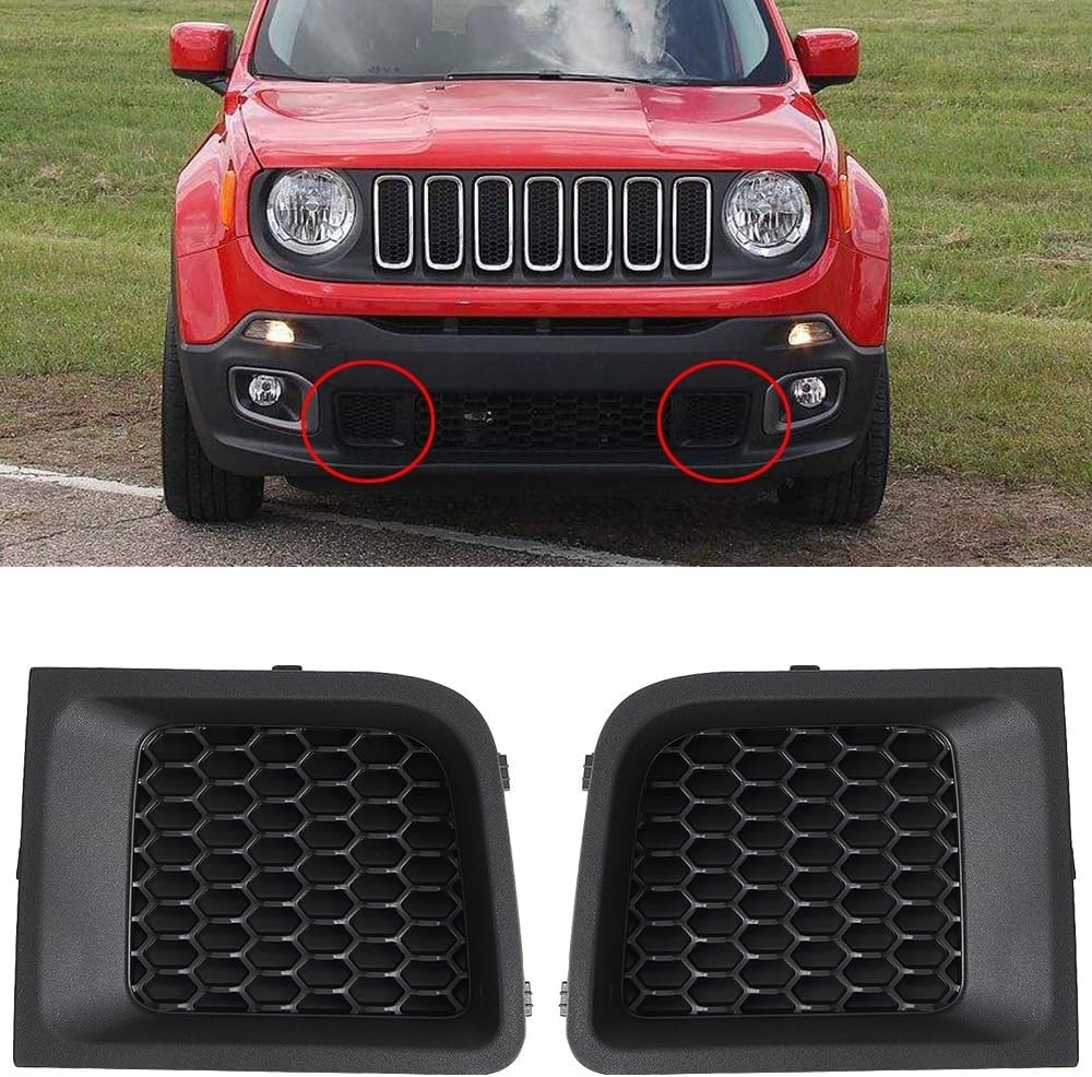 Front Bumper Grille Insert Bezel Cover Replacement (LH + RH) for Jeep Renegade 2