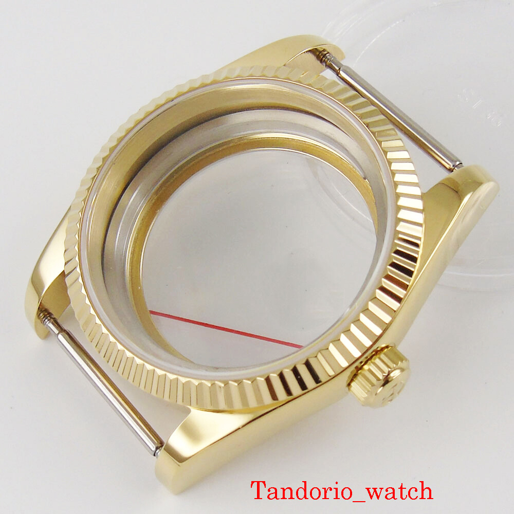 36mm Men Watch Case Gold Coated Fit MIYOTA 8215 ETA 2836 Automatic Movement