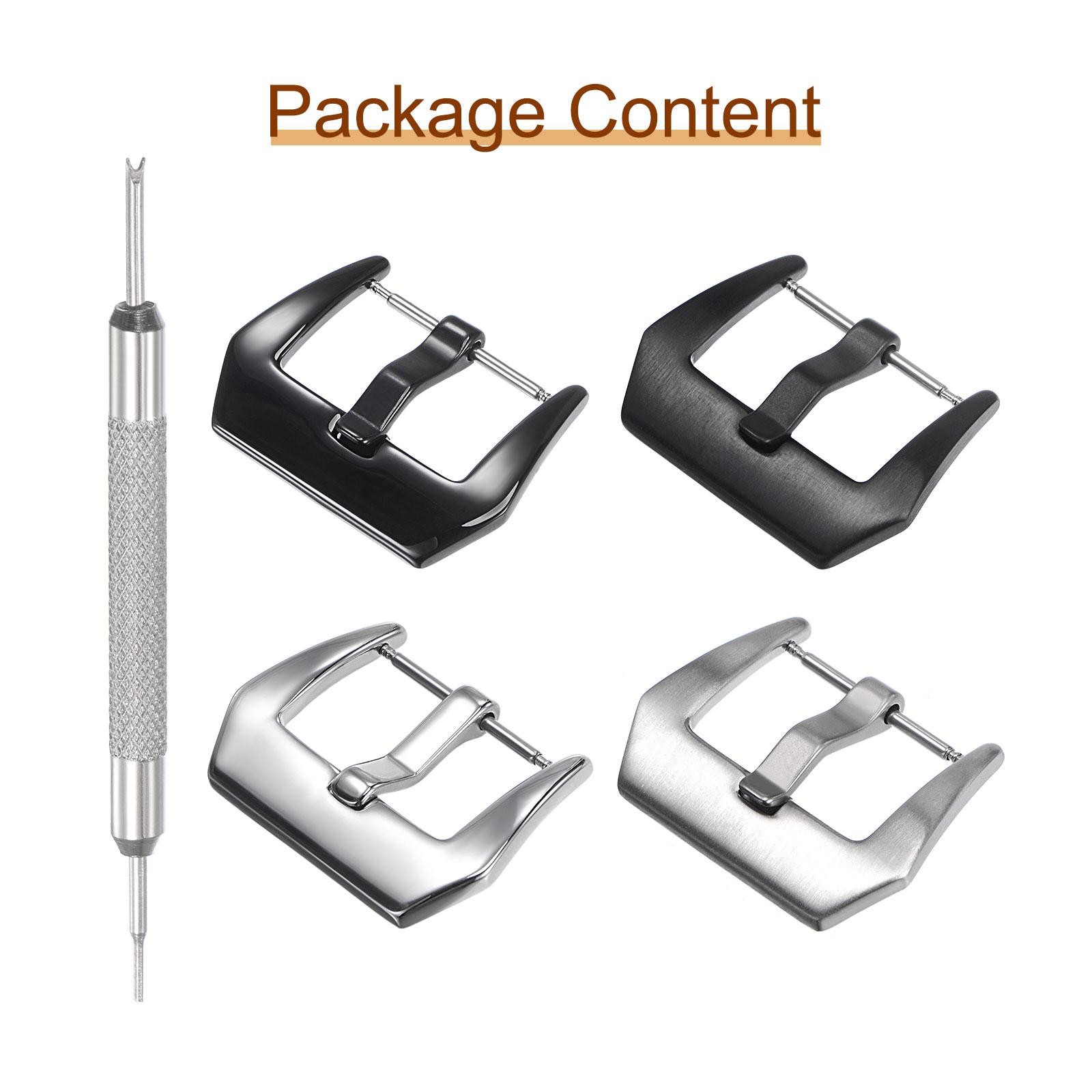 22mm Width SUS304 Frosted Polished Buckle Silver Black with Spring Bar Remover
