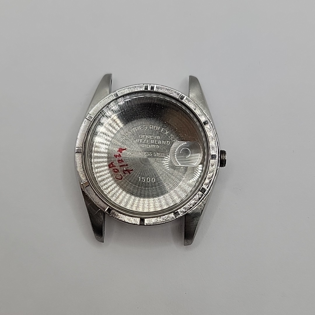 1979 Genuine Rolex Complete Case Model 1500 With Crystal/ S.S.Engine Turn Bezel