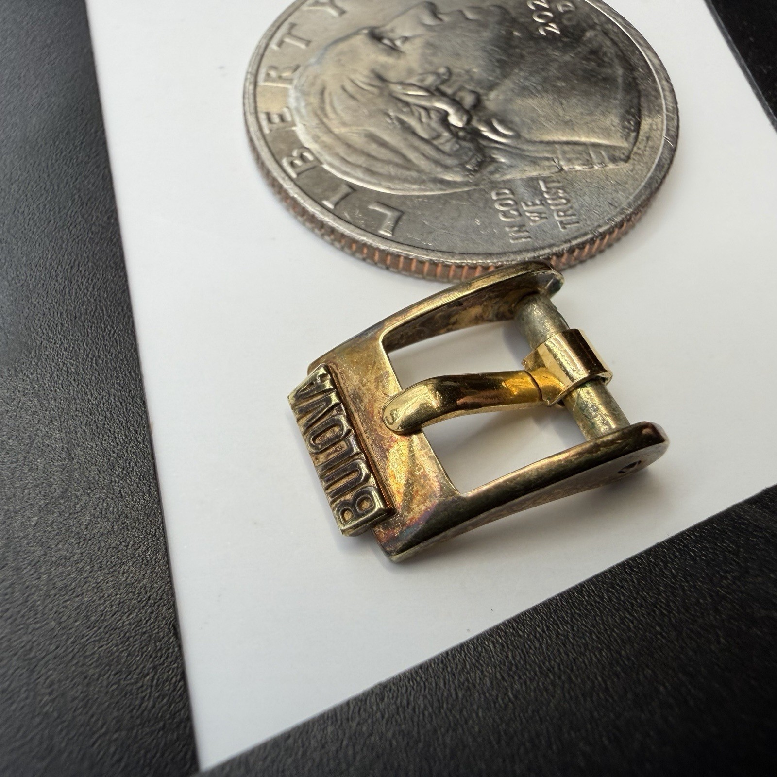 Vintage Bulova Plaque G Swiss Gold Plated Ladies Wristwatch Band Buckle Only 8mm