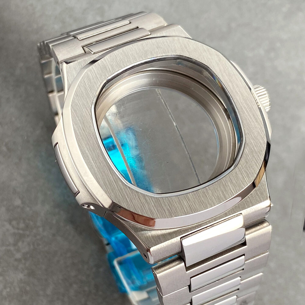 40mm Stainless Steel Square Watch Case 10ATM Dive Case Fit NH35 NH36 Rubber Band