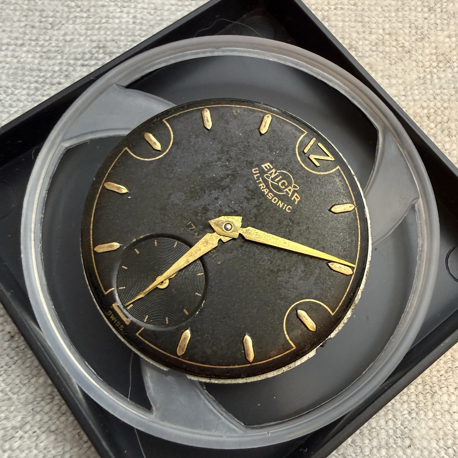 Enicar Ultrasonic 17 Jewels Manual Movement Dial Hands Parts Repair Swiss