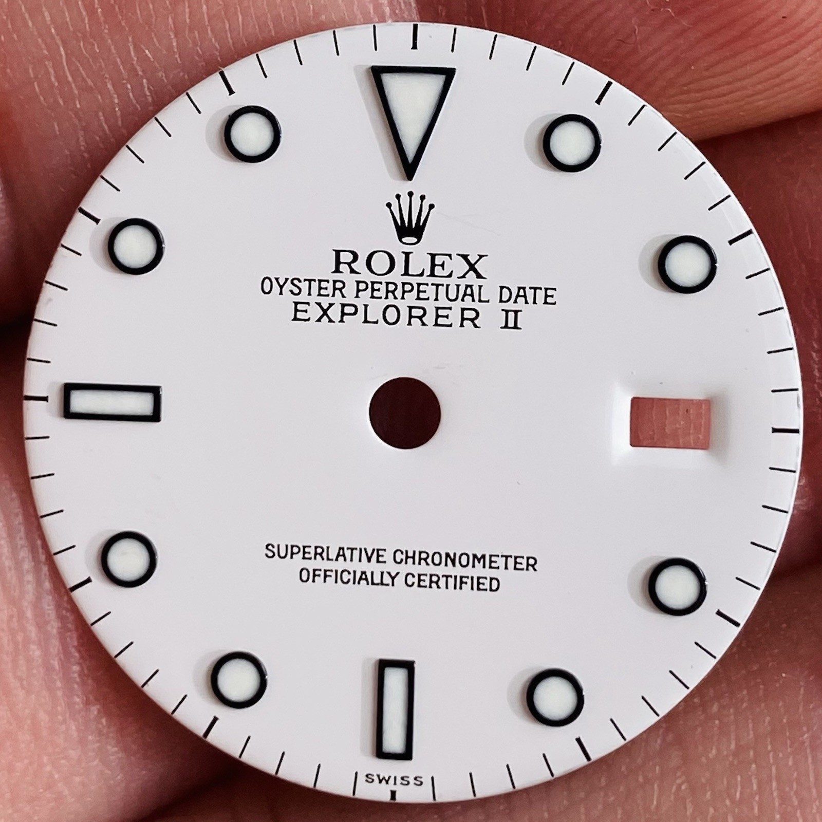 Rolex White Dial Swiss Only Luminova For Explorer 2 Model Ref 16570 & 16550