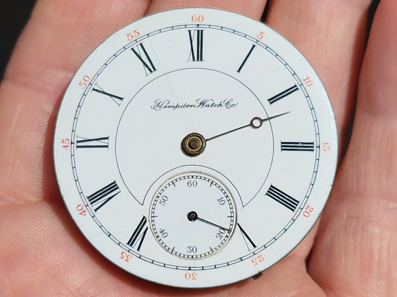 Hampden Dueber Pocket Watch Movement & Dial Face c1894 Antique AS IS