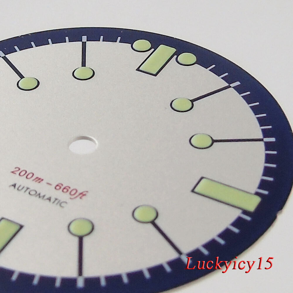 Tandorio 31MM 3.8/4.1 o’clock White Watch Dial Green Lume Marks Fit NH35 NH36